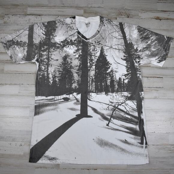 Y2K vintage black/white cotton outdoor nature scenery trees t-shirt size large - Picture 1 of 7